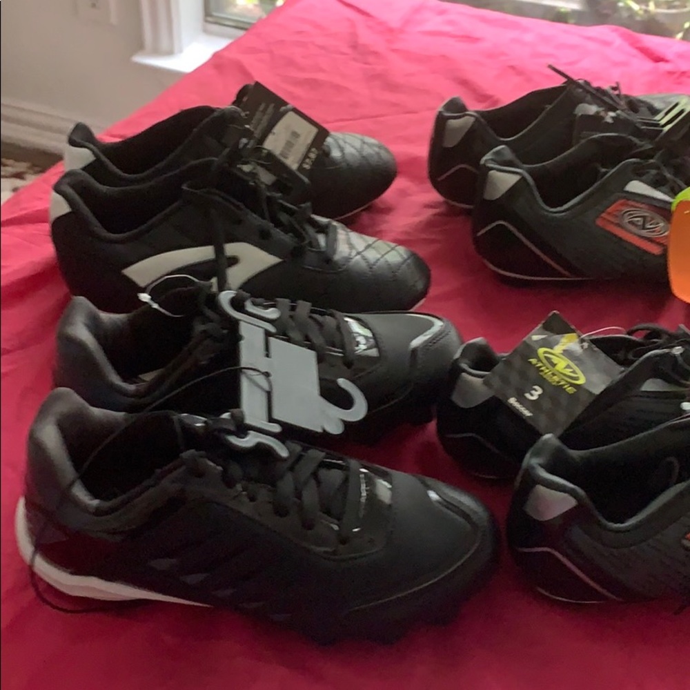 4 pair cleats brand new soccer shoes size 4 & 3